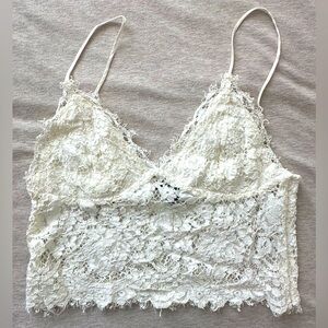 Express White Lace Cropped Spaghetti Strap Fitting Top SIZE 6
